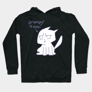 Grumpy 4 ever ugly cat illustration purple Hoodie